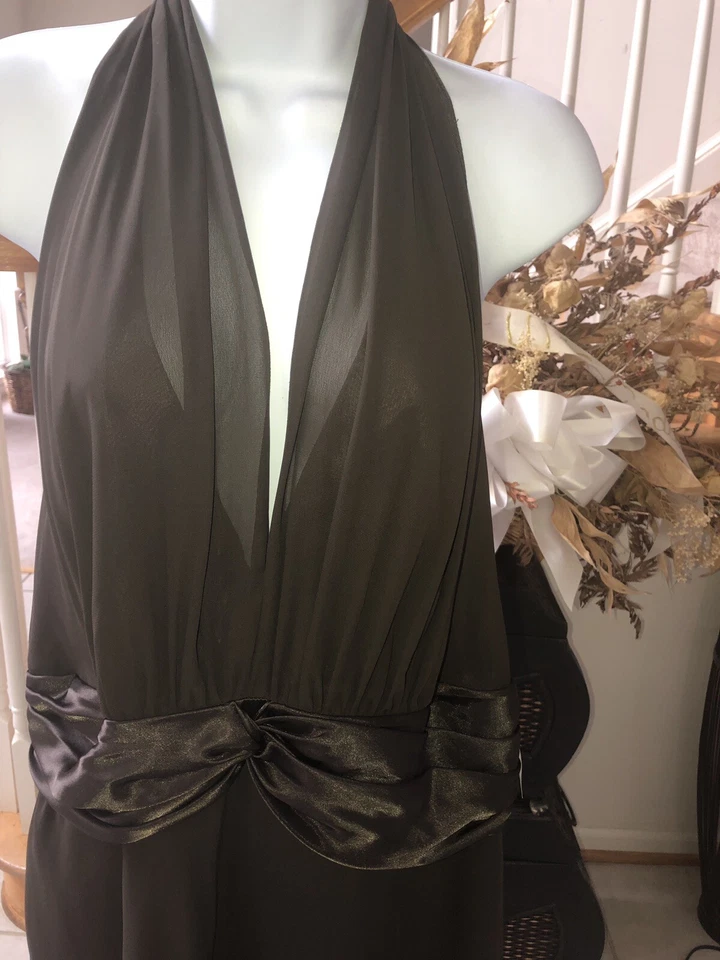 Vestido marrón chocolate de cóctel, graduación o dama de honor Foto 3 de 4