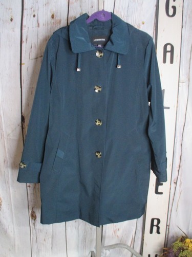 GALLERY XL Teal Blue Green Hooded Raincoat - Picture 2 of 5