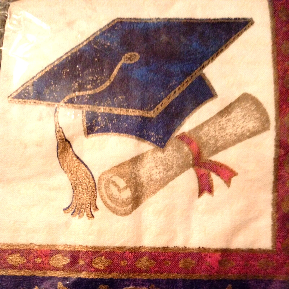 Vintage Small Bar Beverage Graduation Napkins - Congrats Grad, Graduate, Diploma - Image 2 of 4