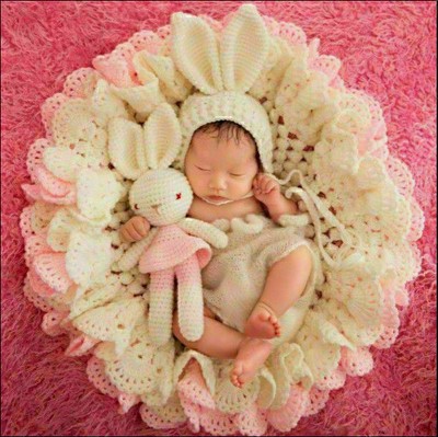 Fotoshooting Neugeborenen Baby Fotographie Mütze Kaninchen Beanie mit Matte c5