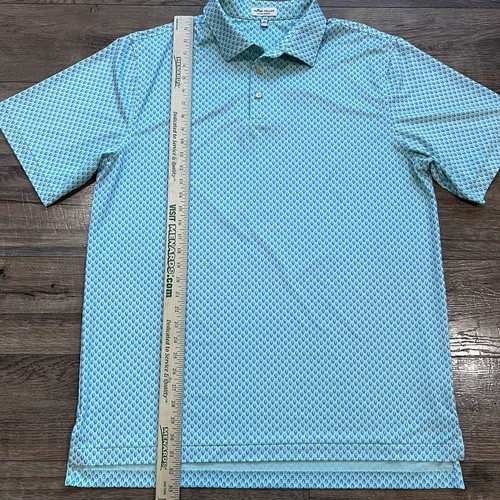 Peter Millar Sommer Komfort Golf Polo blau grün Totenkopf Druck Herren Größe Large LT - Bild 5 von 8