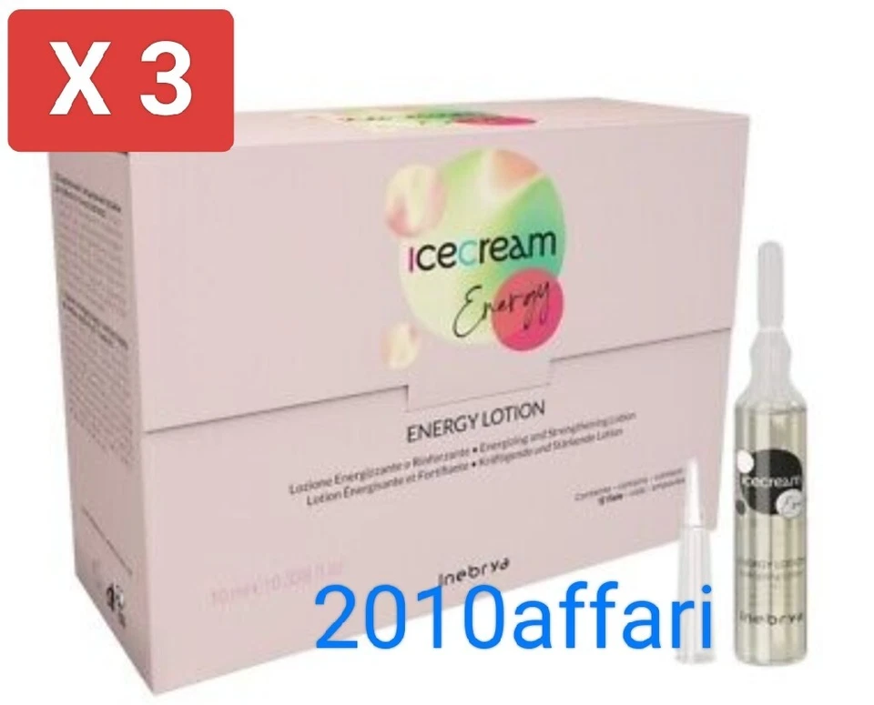Inebrya Ice Cream Energy Lotion Lozione Energizzante 12 Fiale 10ml - 3 Pezzi