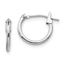 Madi K Kid's Earrings 14k White Gold 1.25mm Wide Hoop Hollow, 21 mm