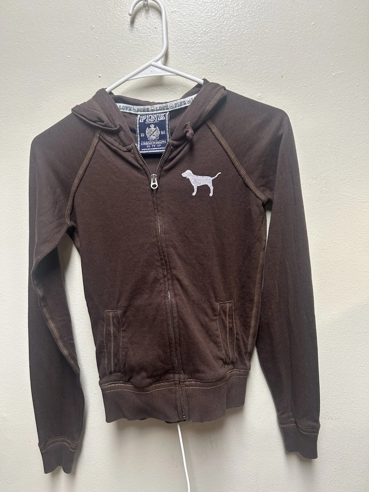 UNDERCOVER Felpa con cappuccio vintage Vs rosa marrone arcobaleno segno pace full zip Y2K Xs leggera
