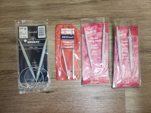 Lot of 4 Circular Knitting Needles- 3 Susan Bates and 1 Bernat - Size in Photos
