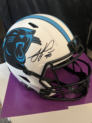 Julius Peppers signierte Panther in voller Größe weiß authentischer Helm Schwartz COA