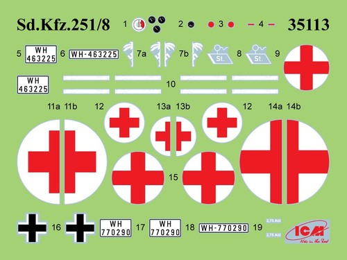 Krankenpanzerwagen Sd.Kfz.251/8 Ausf.A WWII Ambulance Personnel 1:35 ICM 35114 - Picture 13 of 14