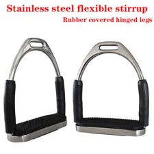 1 Pair Stainless Steel Horse Riding Safety Stirrups Polished w/ Black Rubber Pad