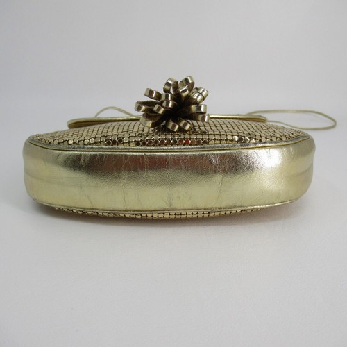 Vintage Whiting Davis Handbag Women Gold Metallic Mesh Tassel Lined Shoulder Bag - 第 7/17 張圖片