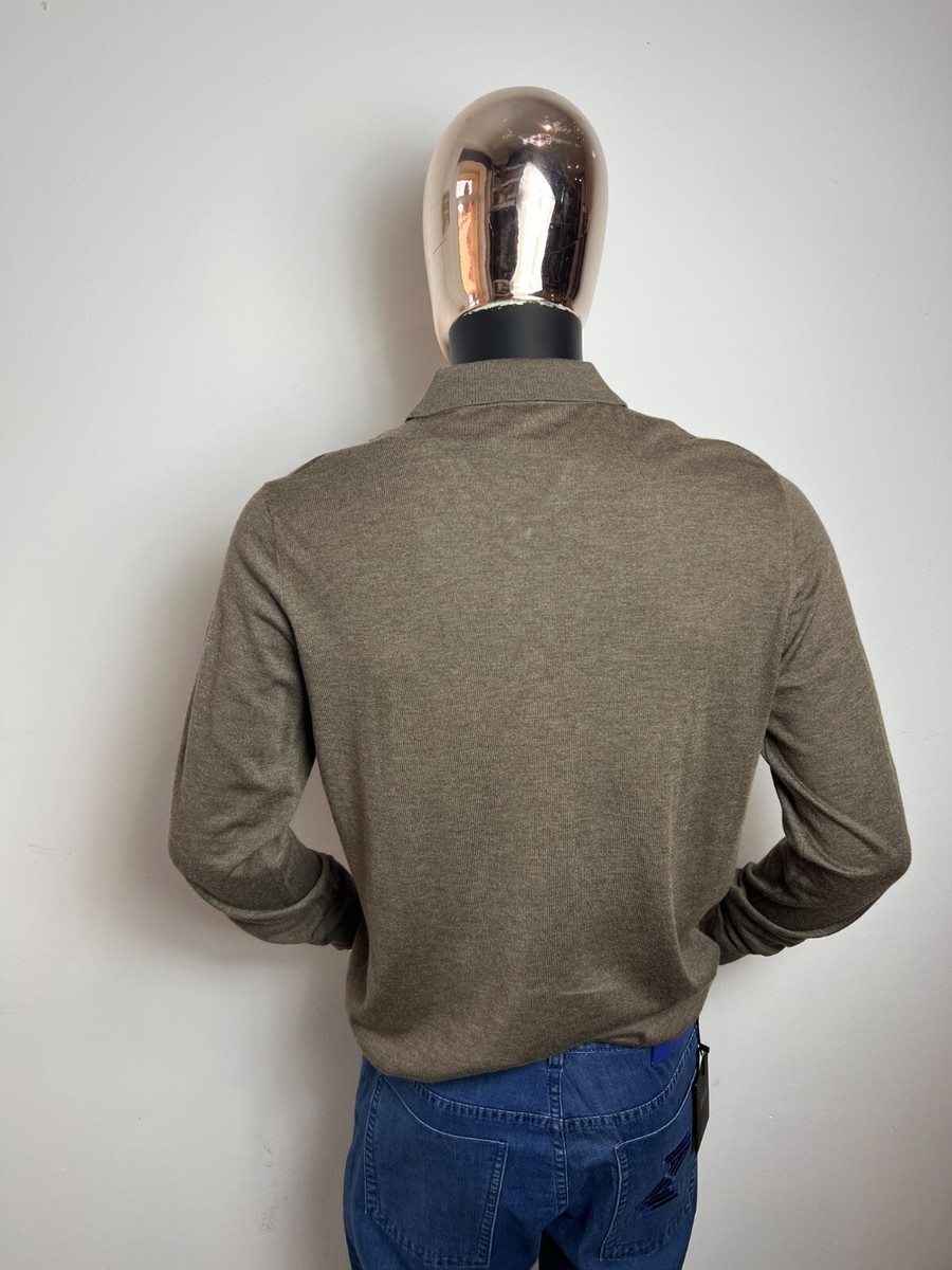 BRIONI Long Sleeve Zip Polo Size 52 / L (100% Authentic