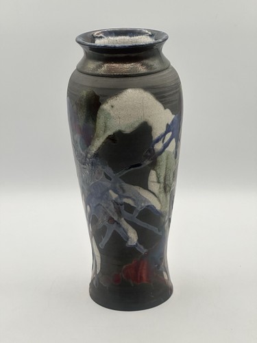 Raku Pottery Vase With Glaze Signed Phoenix - Picture 4 of 16