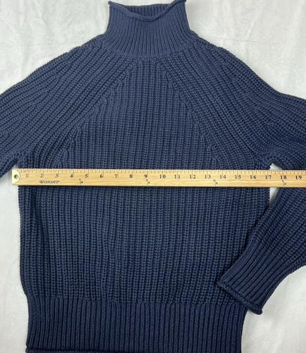 J Crew Roll Neck Sweater Womens XXS Relaxed Slouchy Cotton Knit Navy Blue - Picture 6 of 10