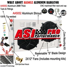 3 ROW Aluminum Radiator+Shroud Fan fit 88-98 89 90 CHEVY C/K 1500/2500 GMC 5.0L