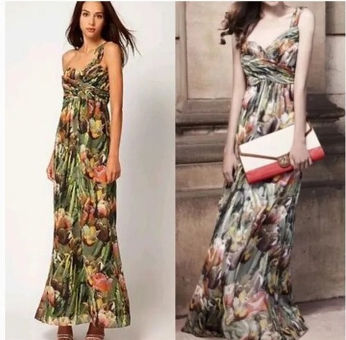 TED BAKER TECLA FLORAL ONE SHOULDER RUCHED SWEETHEART MAXI DRESS SIZE 6 RRP$425 - Picture 3 of 11