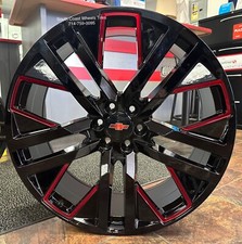 26 Fr96 Gmc Sierra Yukon Next Gen Black Red Milled Wheels Tahoe Silverado Tires