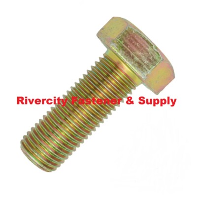 2 Pack M14-1.5 X 60mm Hex Head Cap Screws - Grade 10.9, Fine Thread, Yellow Zinc Plated