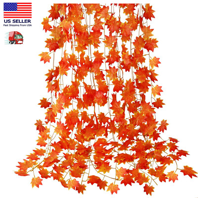 18ft Fall Garland Maple Leaf Foliage Mantle Vine Door Wall Decor Autumn