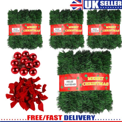 72ft Christmas Garland Bushy Pine Green Wreath Decoration Stairs Fireplace Xmas