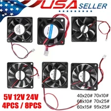 4/8Pcs High Speed 5/12/24V 4/6/7/9cm DC 2Pin Brushless Cooling Fan Exhaust IDE
