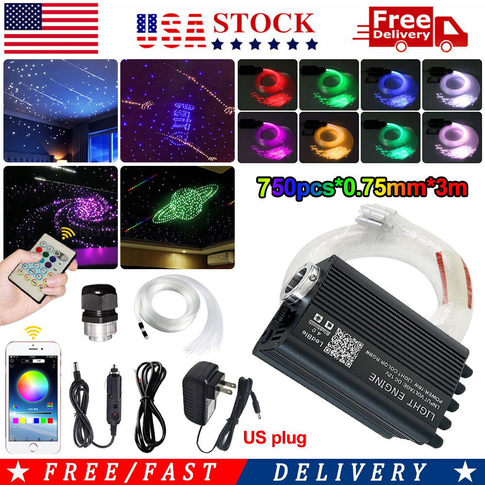 750PC Fiber Optic Car Headliner Star Light Kit for Twinkling Ceiling Roof Lights