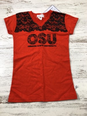 NWT Oregon State Short Sleeve Shirt Youth Small Orange Lace 6/8