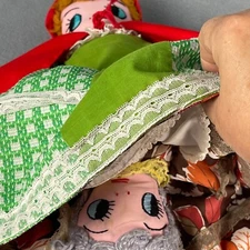 Vintage Topsy Turvy Reversible Flip Cloth Doll Americana Folk Art Stitched Eyes