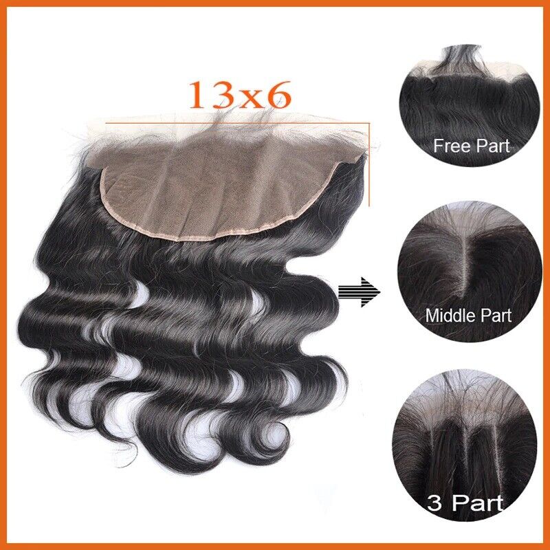 13*6 Lace Frontal Free Part Body Wave Virgin Remy Human Hair Natural Color  | eBay