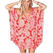 SHOW ME YOUR MUMU Red Smym Paisley Bandana Peta-Boo Coverup Cold Shoulder Tunic