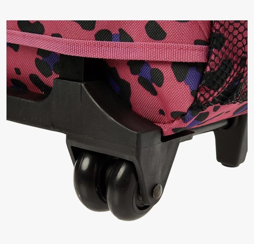 Mochila con ruedas Rockland de doble asa, leopardo magenta, 17"x13"x10" precio de venta sugerido por el fabricante $80 Foto 3 de 4