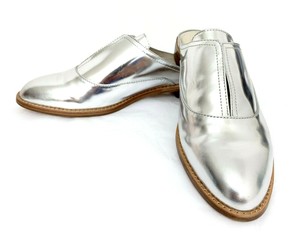 silver metallic mules