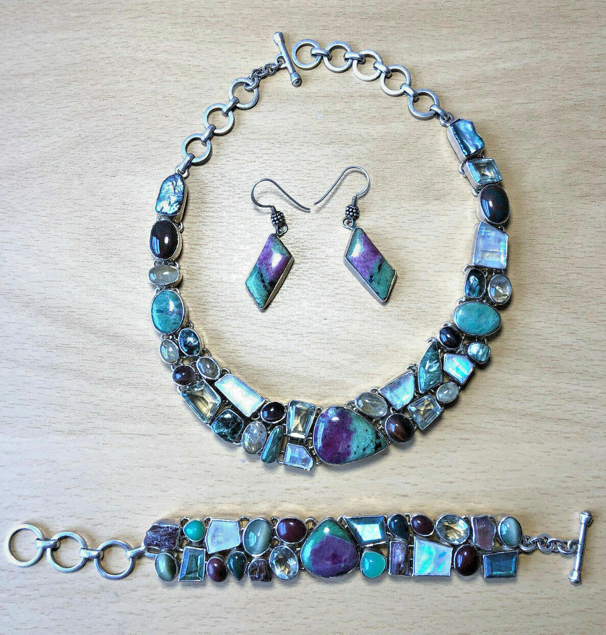 MOONSTONE TOPAZ QUARTZ RUBY LABRADORITE NECKLACE … - image 3