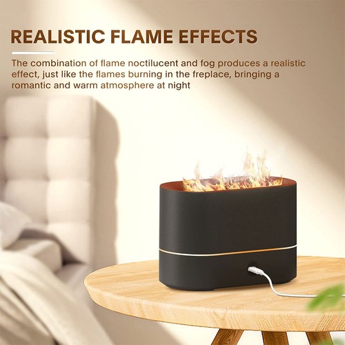 3D Flame Light USB Air Humidifier Essential Oil Diffuser Bedroom Mist Home Relax - Picture 5 of 14