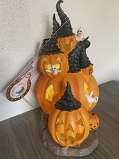 NWT Lighted Pumpkin Ghost Witch Hat Haunted Halloween House 11.5