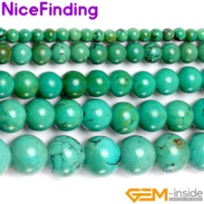 Green Old Turquoise Stone Round Beads For Jewelry Making Gemstone Strand 15"