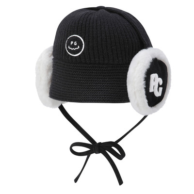 Genuine PEARLY GATES GOLF Womens Detachable Ear Warmer Knit Bucket Hat, Black
