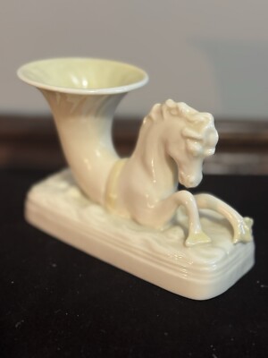 Belleek Sea Horse Vase / Candleholder Gold Mark New!  Mint