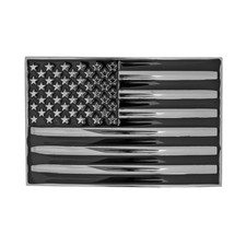 American Flag Men's Belt Buckle USA Pride Shiny Silver Enamel Fits 1.5" Belts