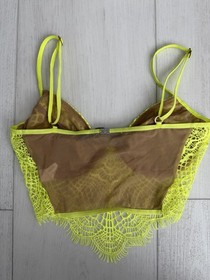 For Love Lemons Skivvies Lonline Bra Sz S Neon Yellow / Nude Underwire