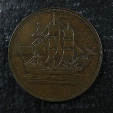 PE-10-17 Ships Colonies & Commerce token PEI Canada Breton 997