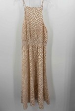 Pre-Owned Ann Taylor Tan Size Small Stripe Midi Sleeveless Dress