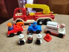 VTG 1988 Fisher Price Little People #2361 Fire Truck-Police-Ambulance-Wrecker ++