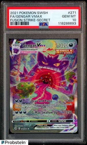 2021 Pokemon SWSH Fusion Strike #271 FA/Gengar VMAX Secret PSA 10 GEM MT