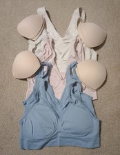 5 Genie Bra Lot Womens Sz Med Blue  Pink  White Wireless  Removable Pads