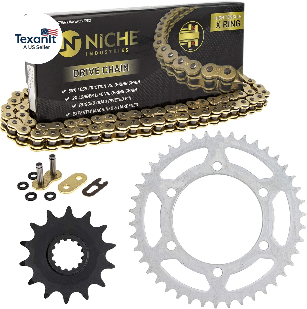 Drive Sprocket Chain Combo for Kawasaki Ninja 300 EX300 Z300 Front