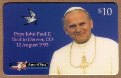 $10. Purple Pope John Paul II Visit To Denver - Rare Prototype TEST Phone Card