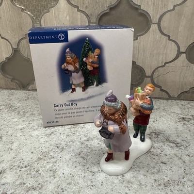 Dept 56 CARRY OUT BOY Snow Village 2002 #56.55178 Grocery Delivery Bag Boy Xmas