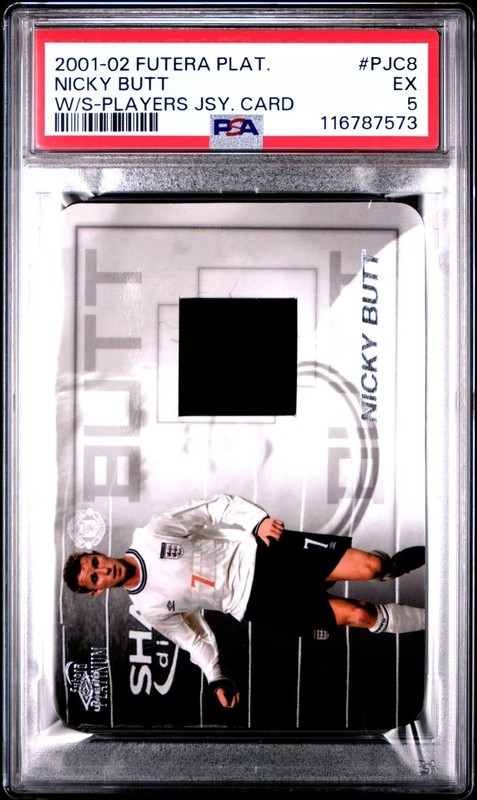 2001-02 Futera Platinum World Stars Players Jersey Cards #PJC8 NICKY BUTT PSA 5