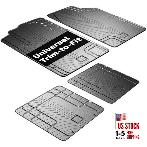 USA Universal Trim-to-Fit All Weather Floor Mats for Cars 1995–2025, 4-Piece,