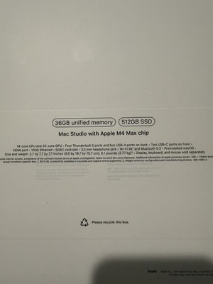 Apple Mac Studio M4 Max 14-Core 36GB RAM 512GB SSD 32-Core GPU - MU963LL/A