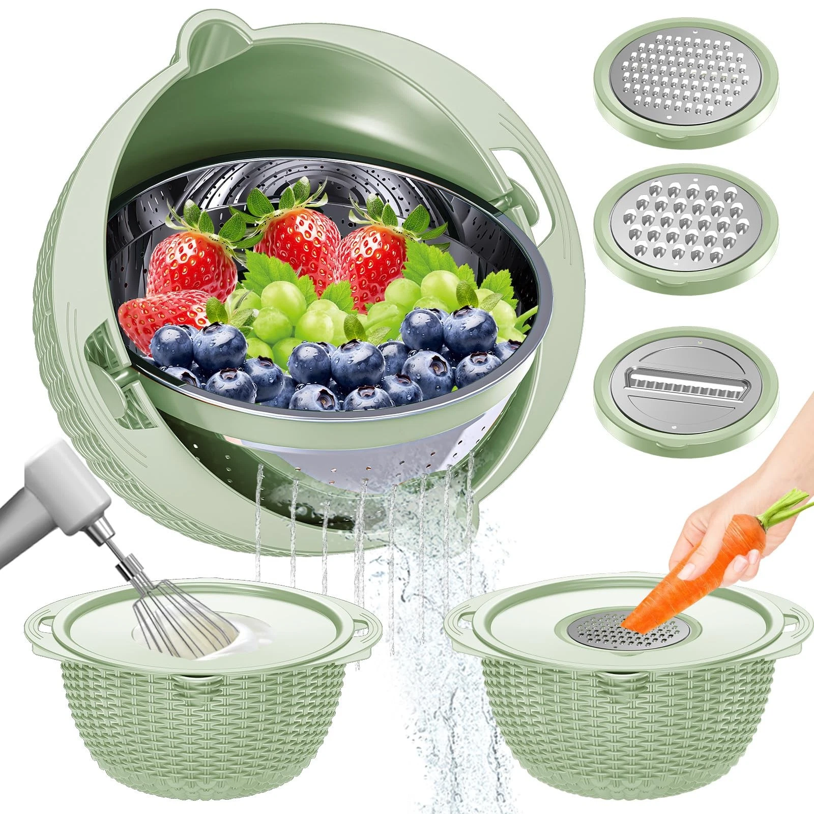 4-1 Colander with Fruit Bowl Set - Colander for Kitchen, Rotatable Strainers ...
Opens in a new wind